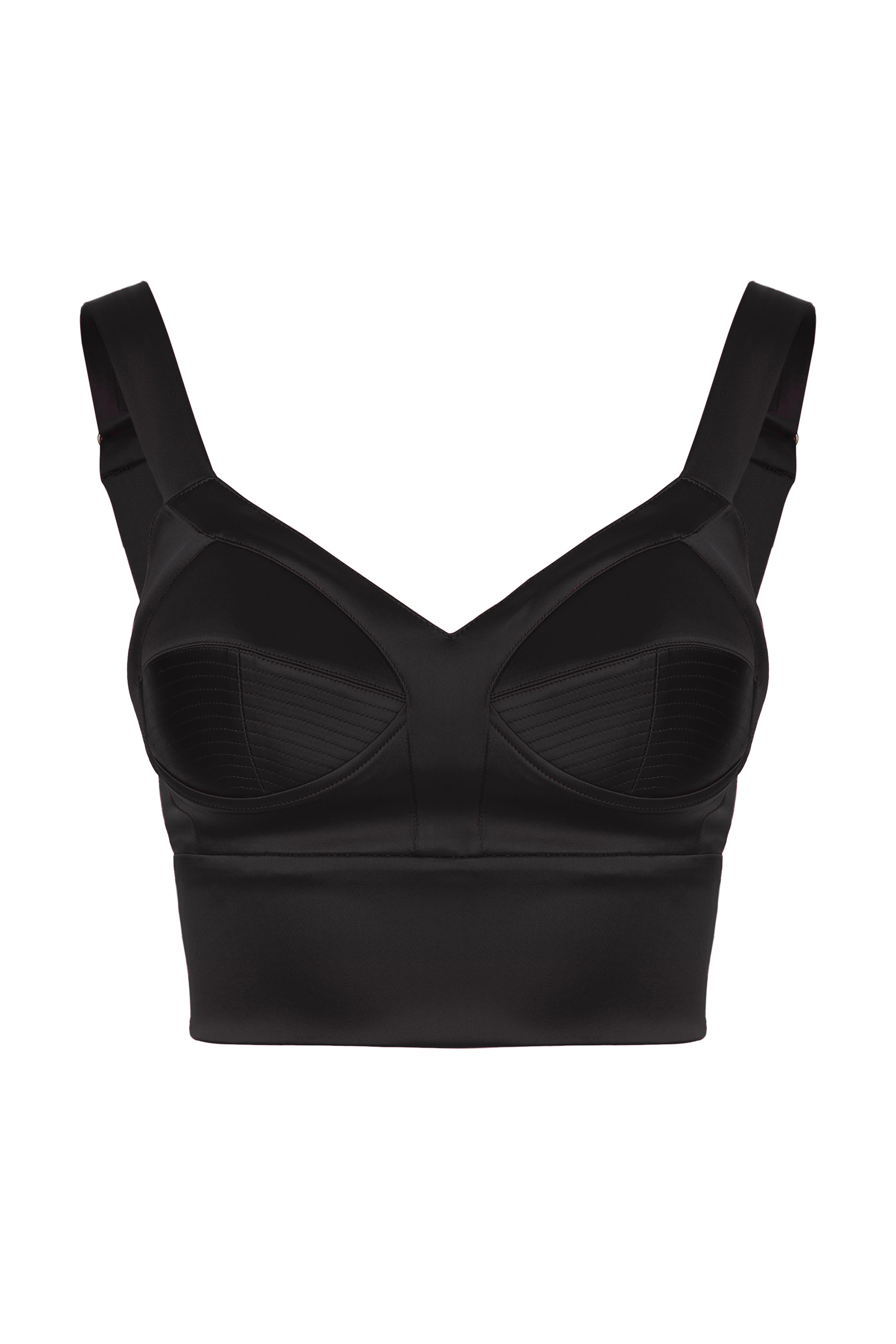 Bra top negru din satin elastic Sculpt