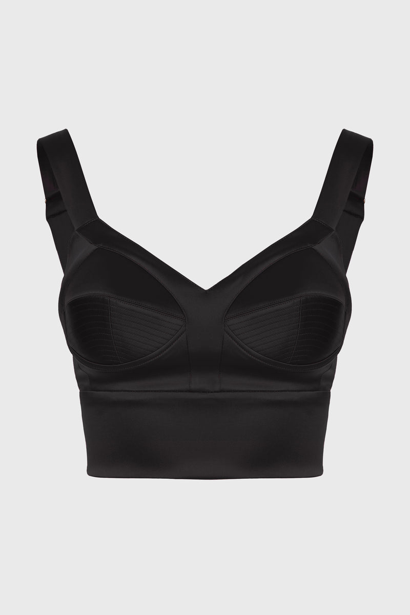 Bra top negru din satin elastic Sculpt