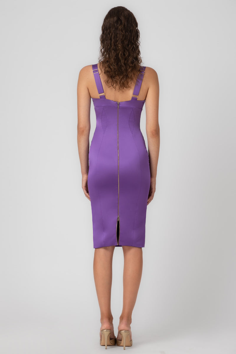 Rochie violet din satin elastic Haze