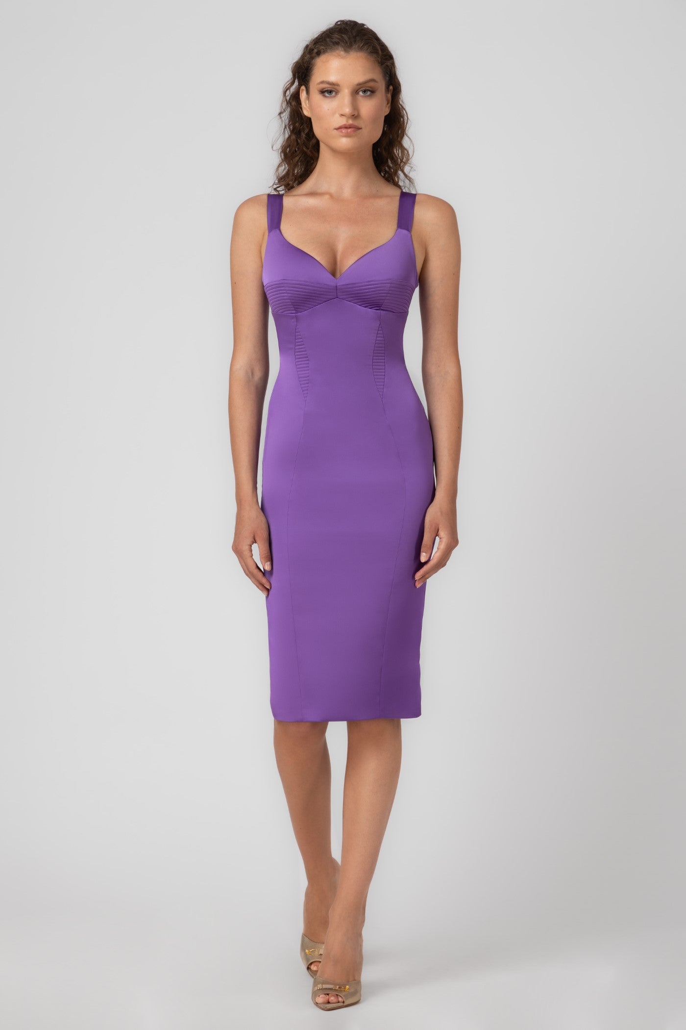 Rochie violet din satin elastic Haze