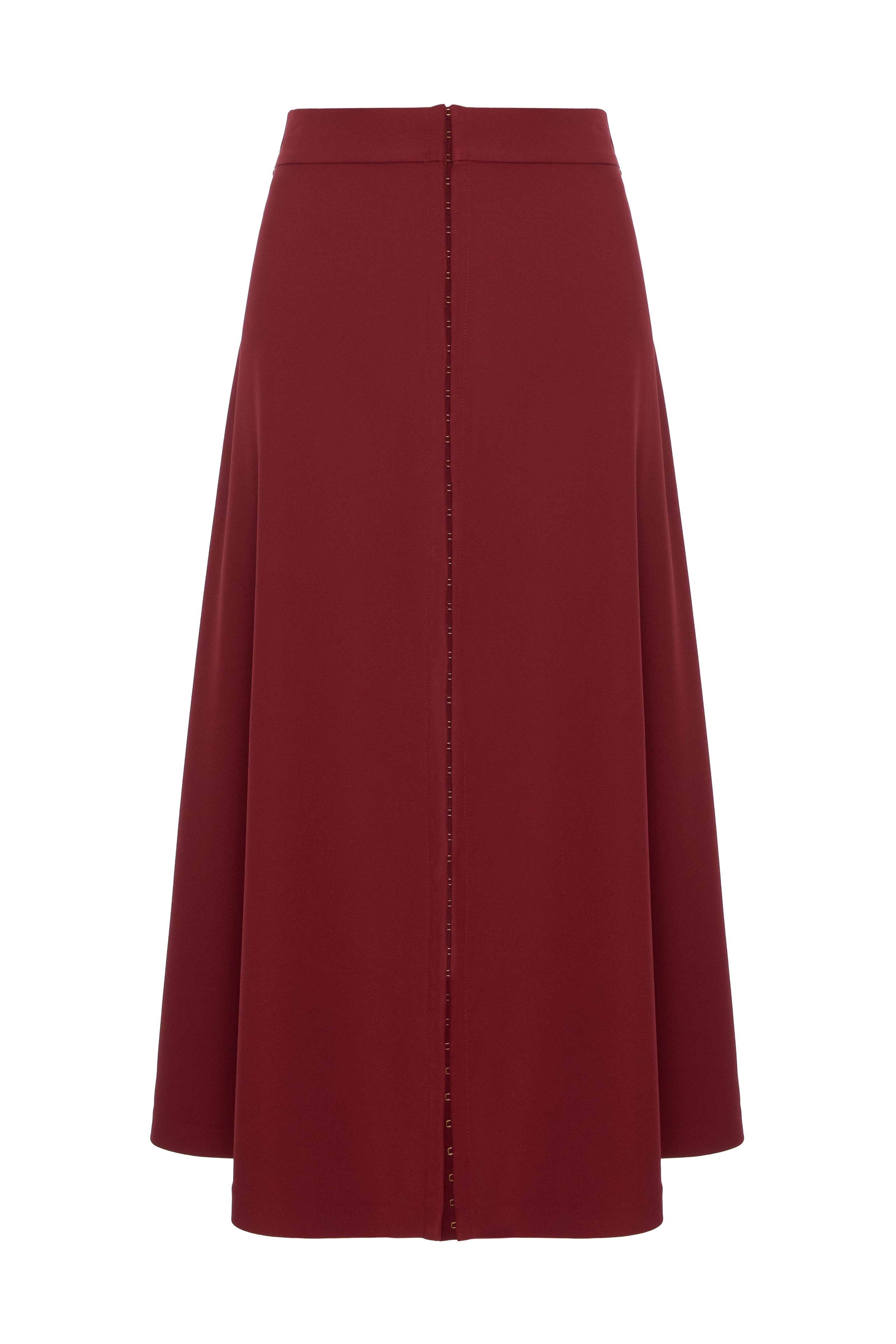 Fusta rosu burgund evazata din satin Diversion