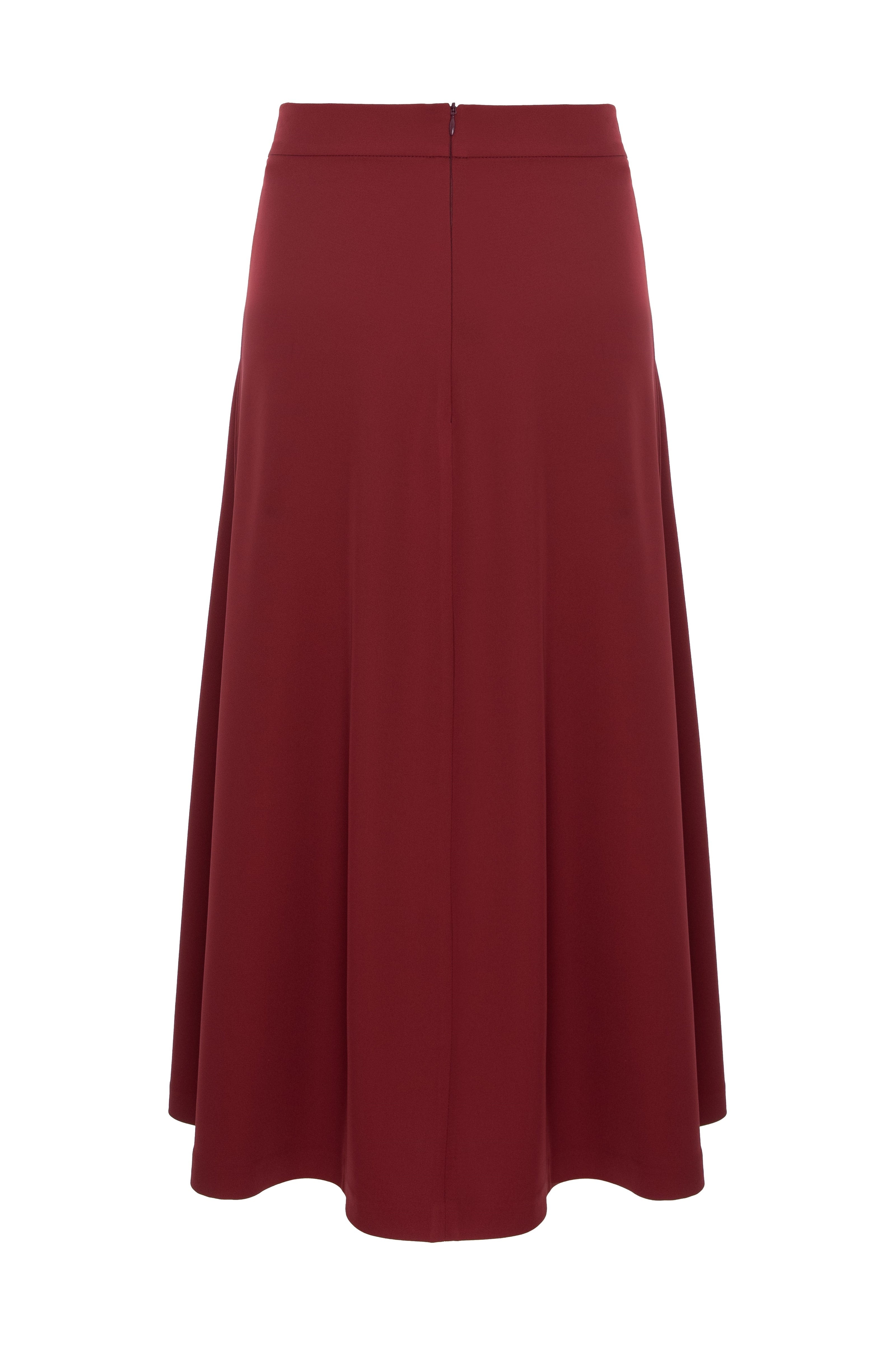 Fusta rosu burgund evazata din satin Diversion