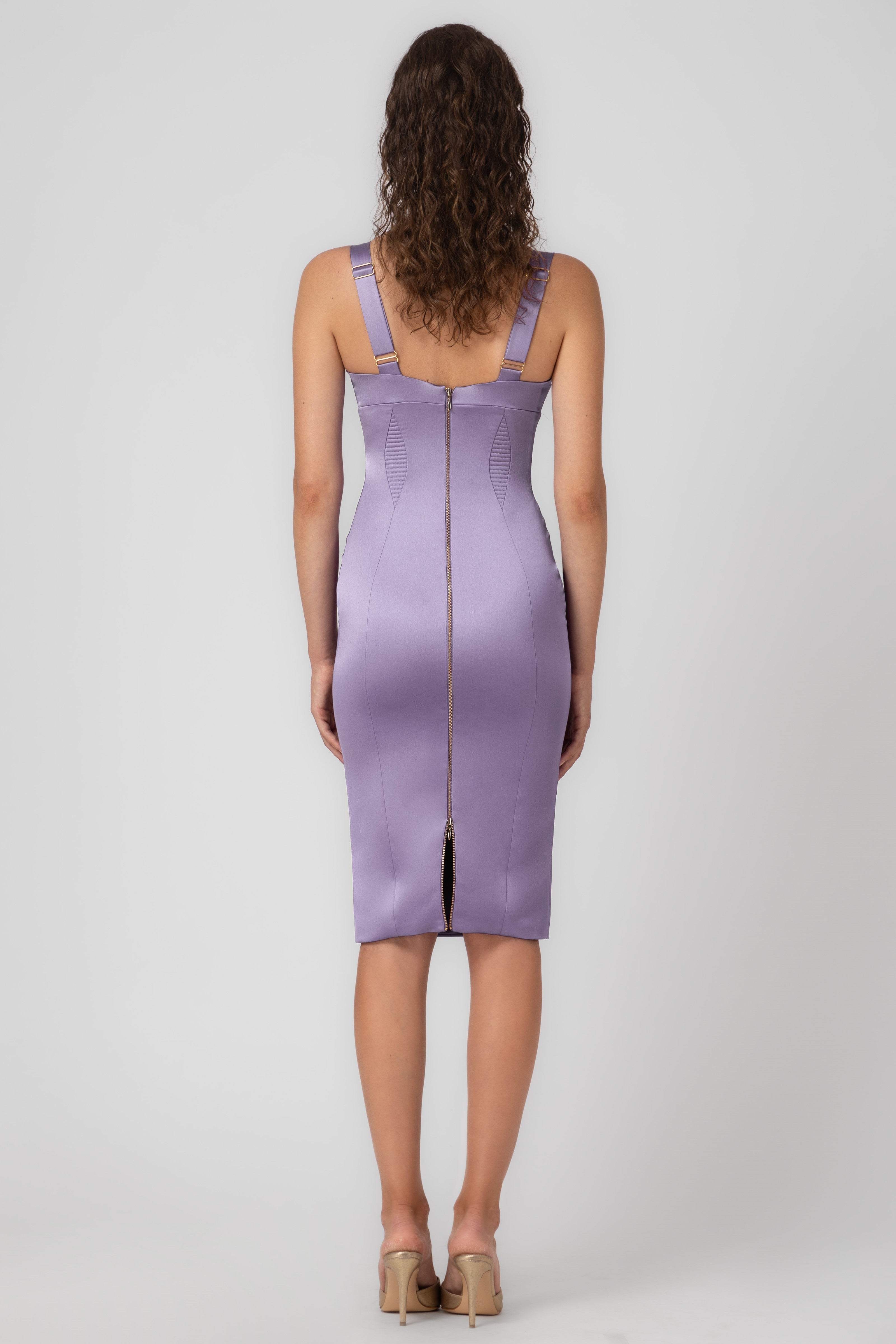Rochie lavanda din satin elastic Haze