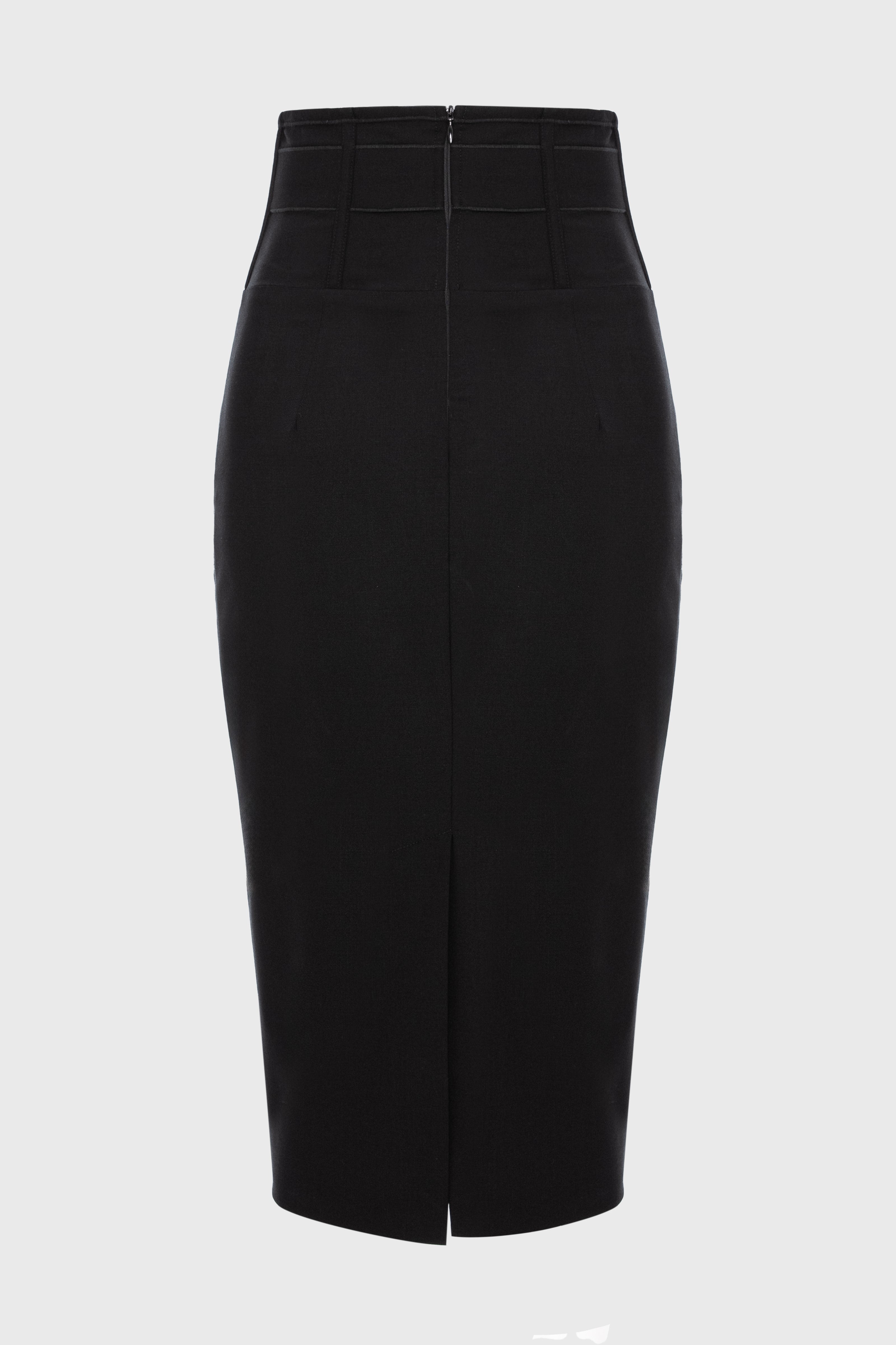 Fusta neagra midi cu talie inalta Tomboy