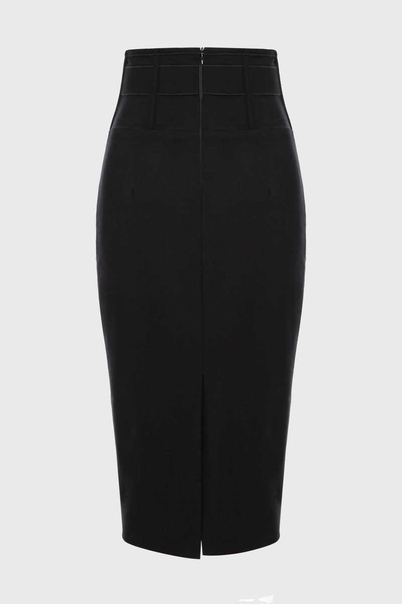 Fusta neagra midi cu talie inalta Tomboy