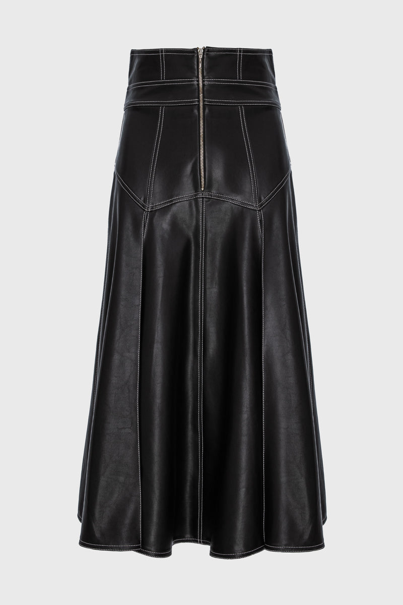 Fusta neagra din piele Underline