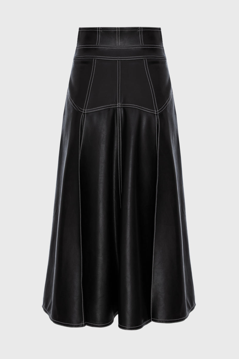 Fusta neagra din piele Underline
