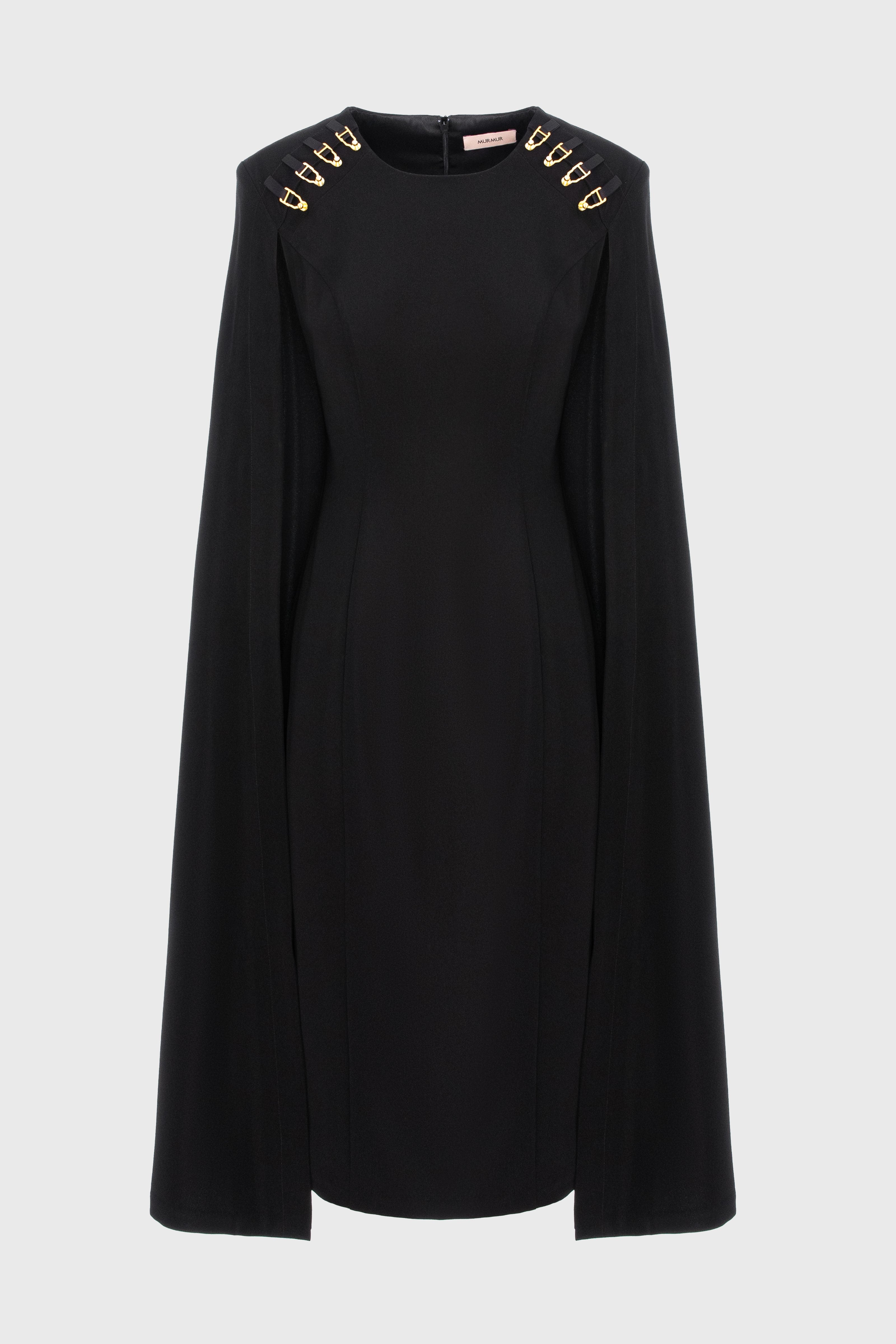 Rochie midi neagra cu capa Mantle