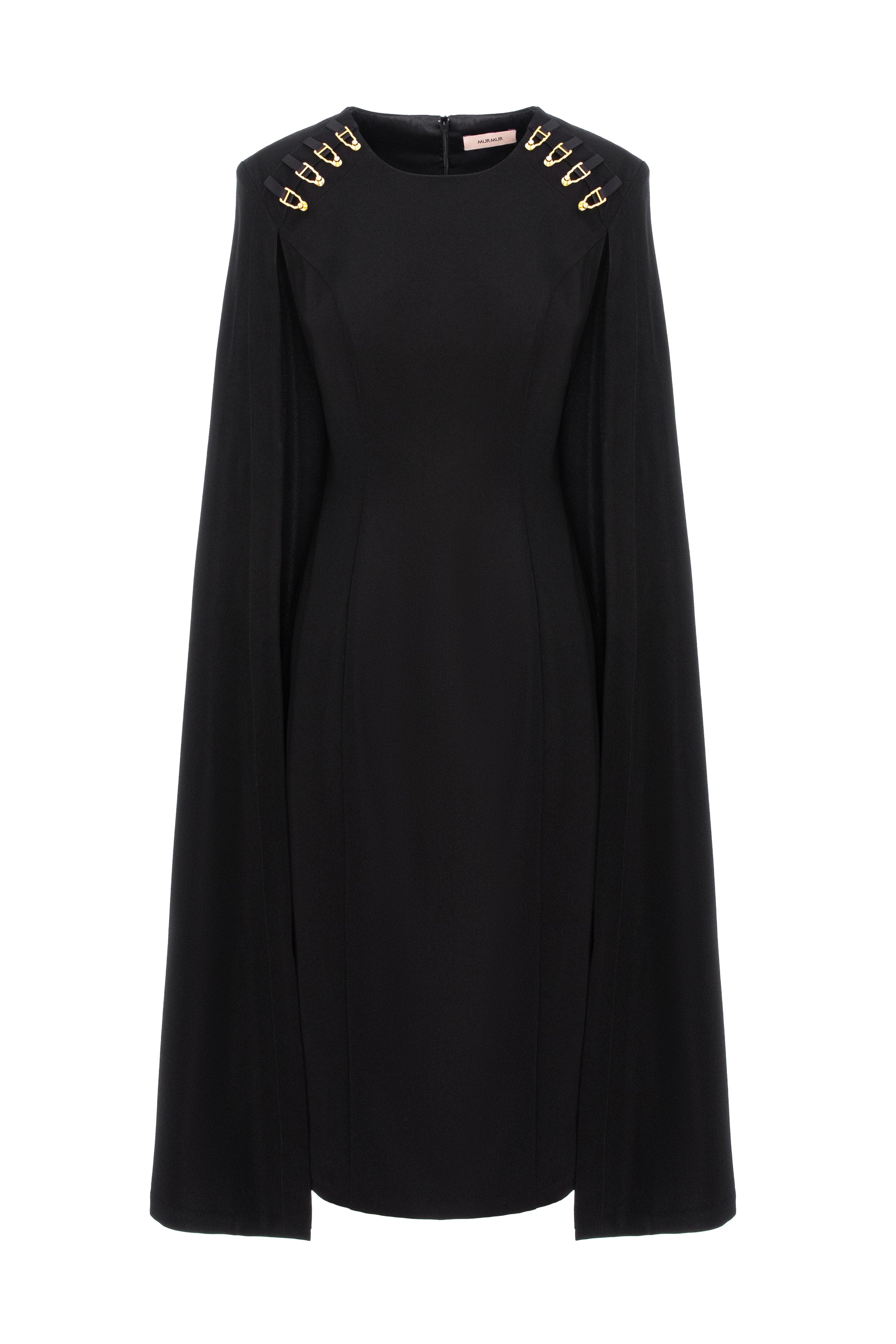 Rochie midi neagra cu capa Mantle