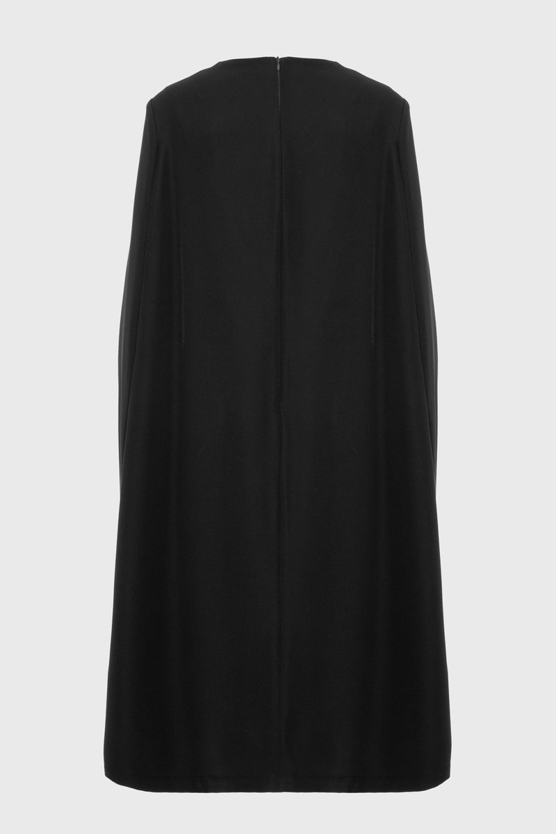 Rochie neagra midi cu capa Mantle