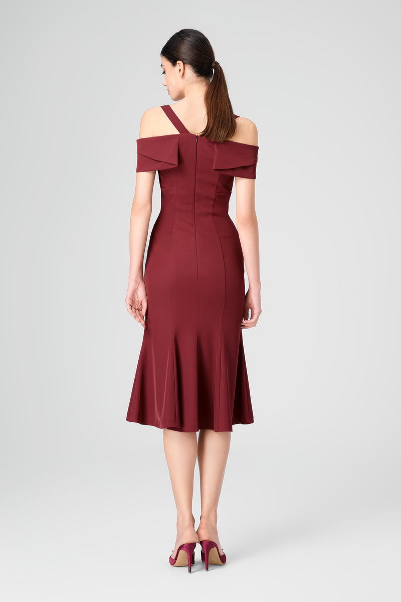 Rochie rosu burgund midi cu cupe retro Candy