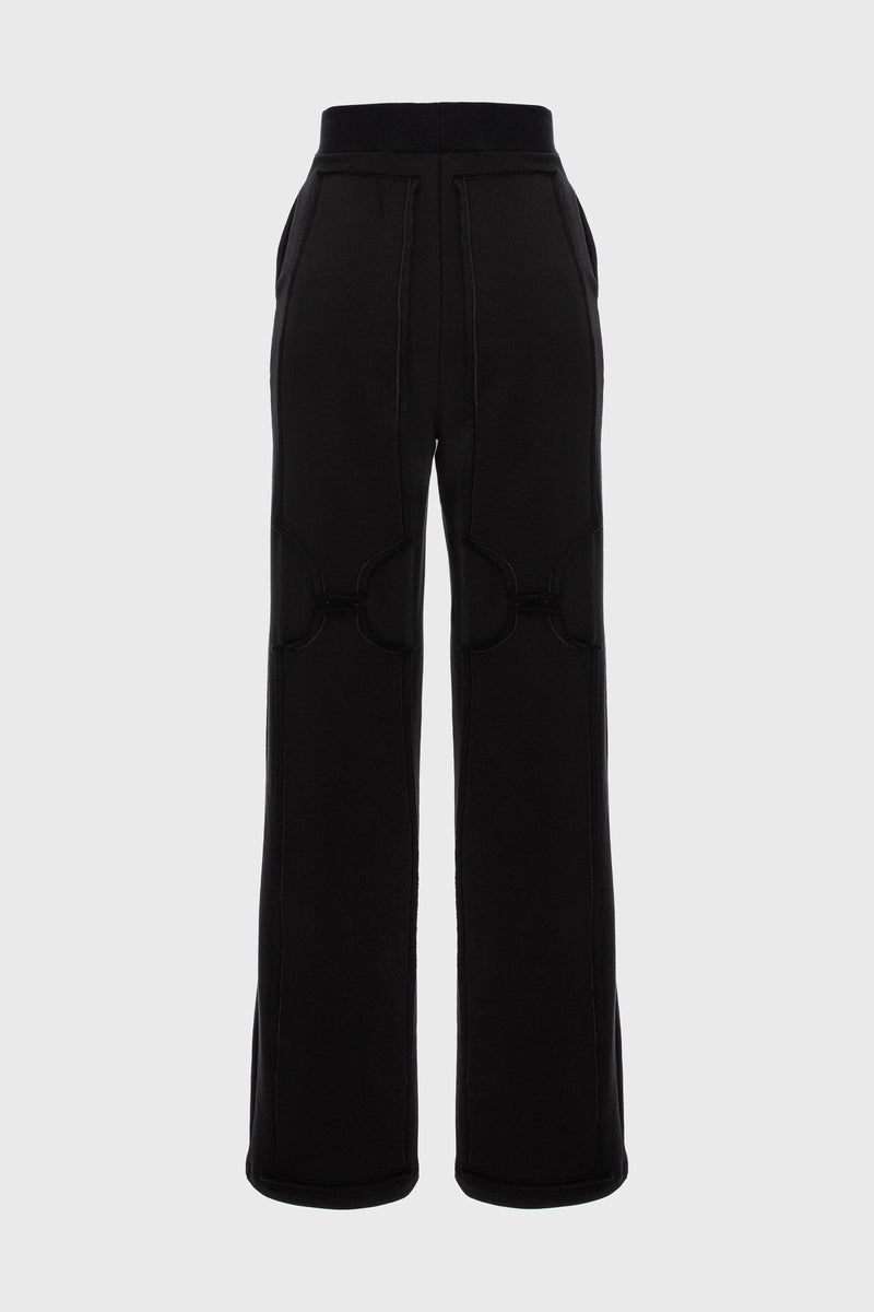 Pantaloni negri din bumbac si modal Deconstructed