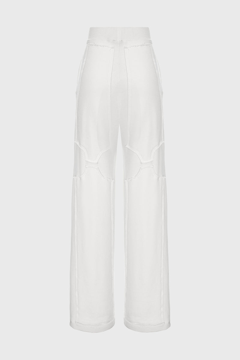 Pantaloni albi din bumbac si modal Deconstructed