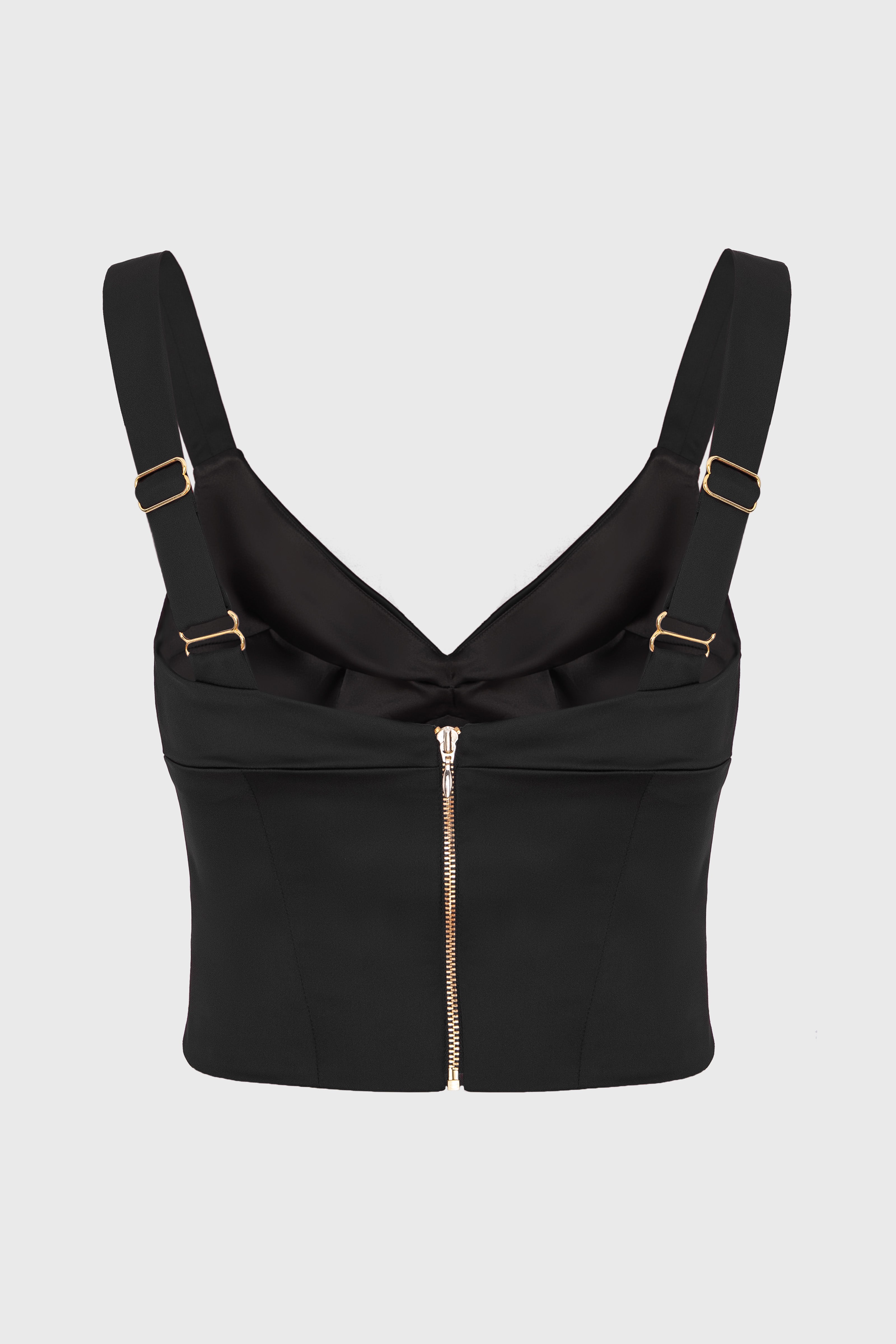 Corset din satin elastic cu decolteu ultra-feminin, cu cusaturi