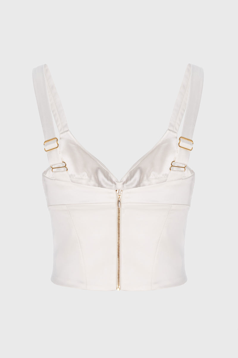 Corset alb din satin elastic Haze