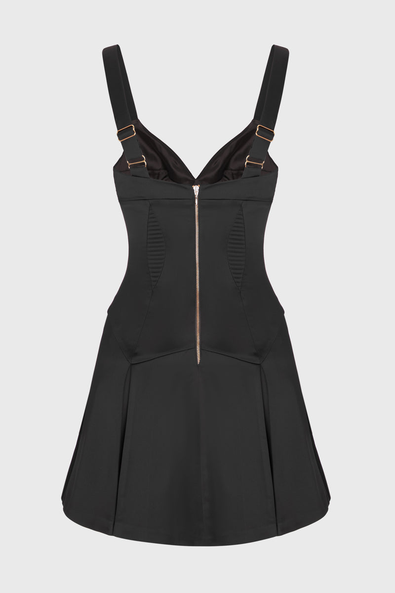 Rochie neagra mini din satin elastic Haze