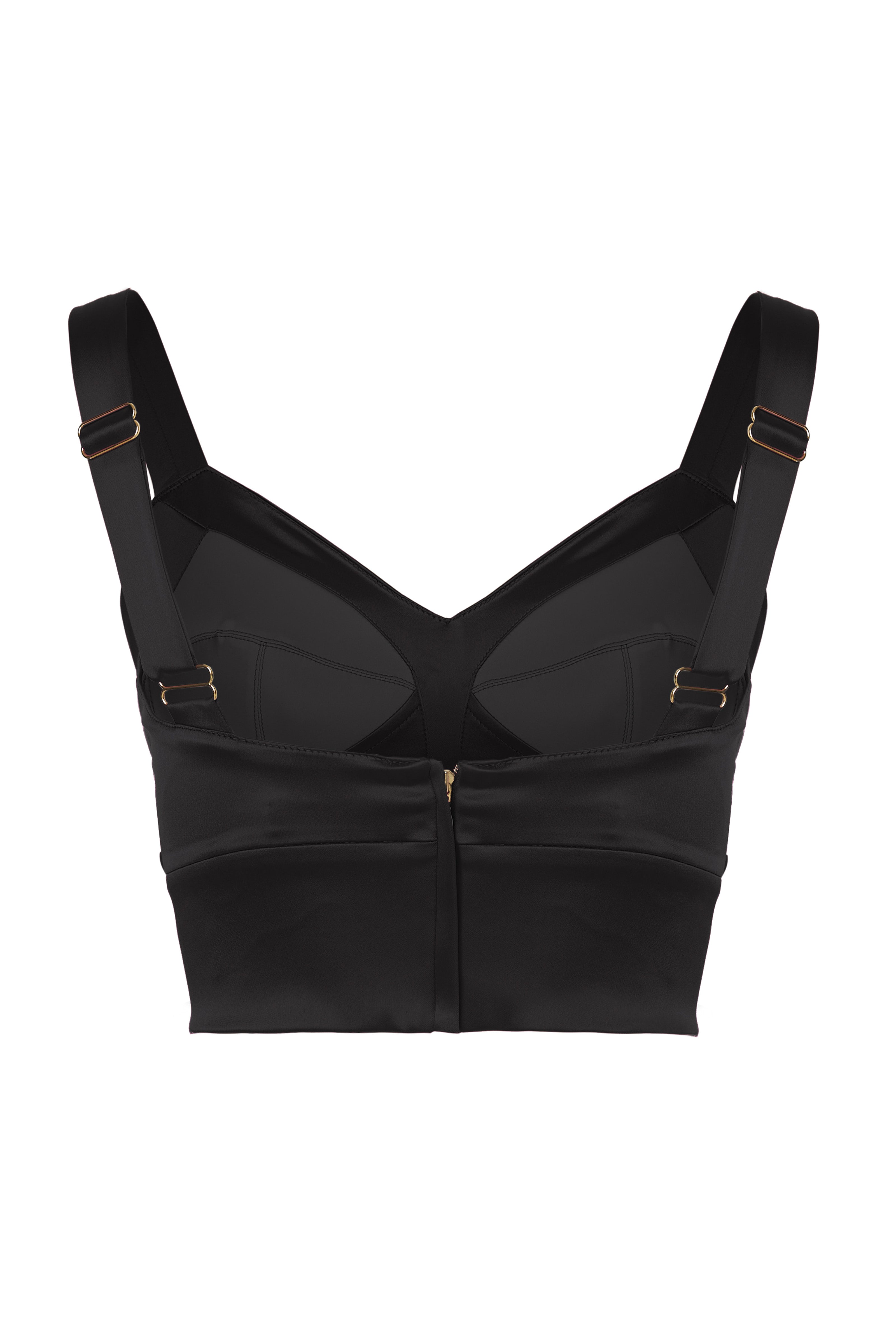 Bra top negru din satin elastic Sculpt