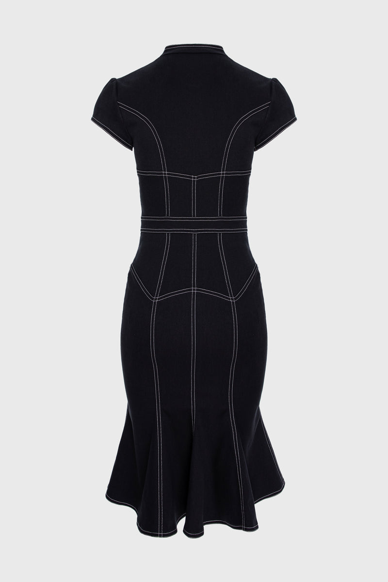 Rochie neagra din denim bi-elastic Underline