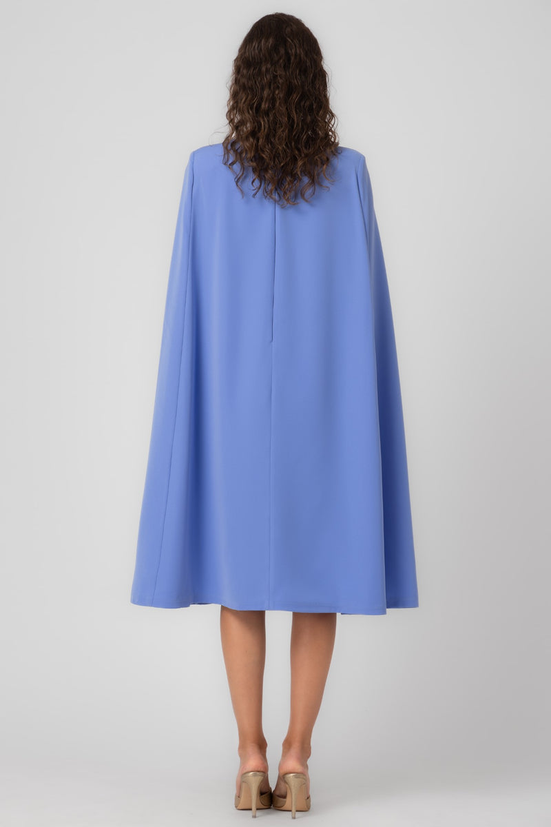 Rochie midi albastru deschis cu capă Mantle