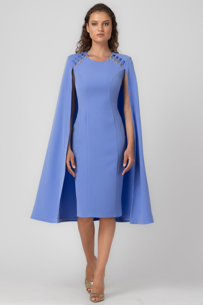 Rochie midi albastru deschis cu capă Mantle