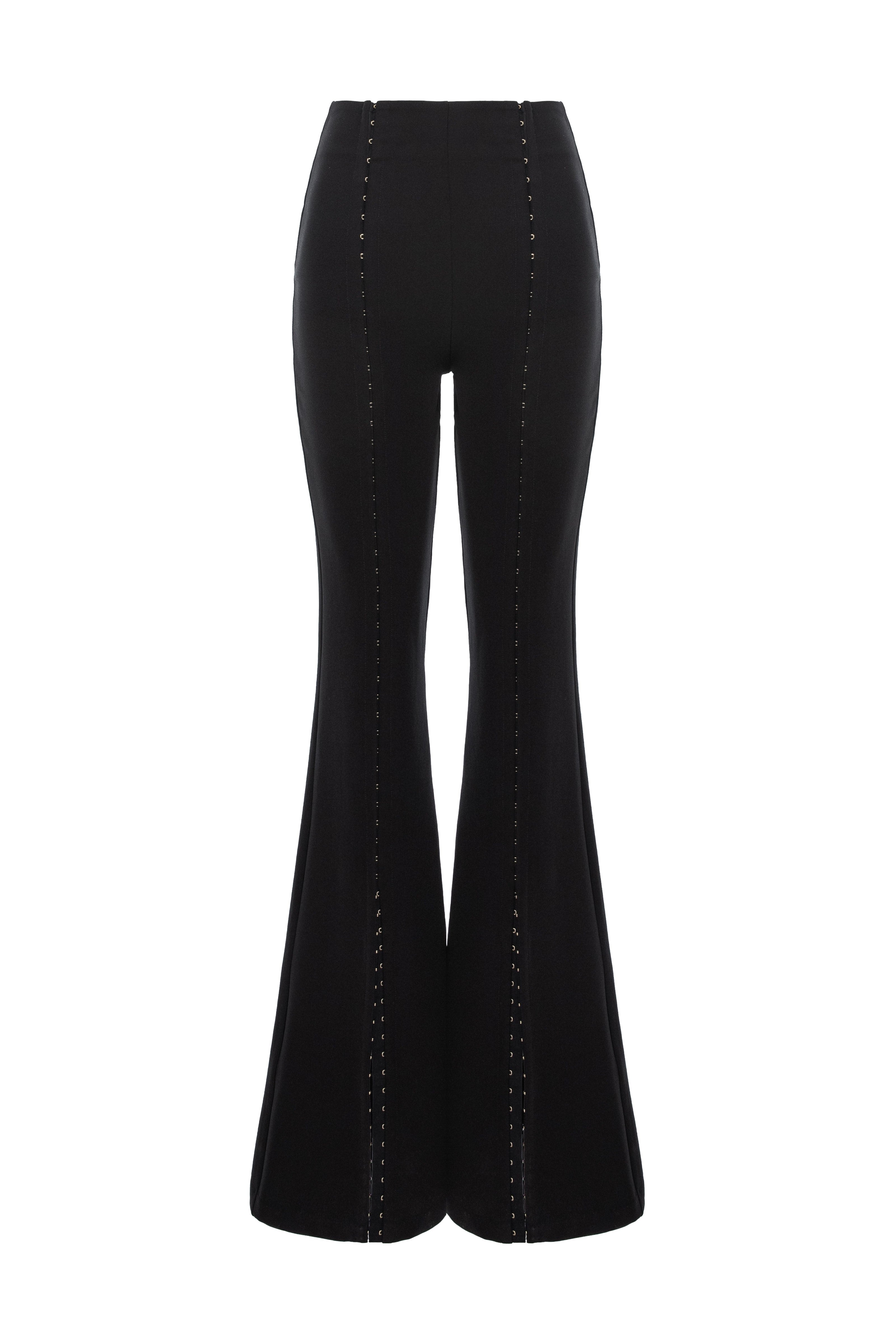 Pantaloni negri lungi evazati Snap