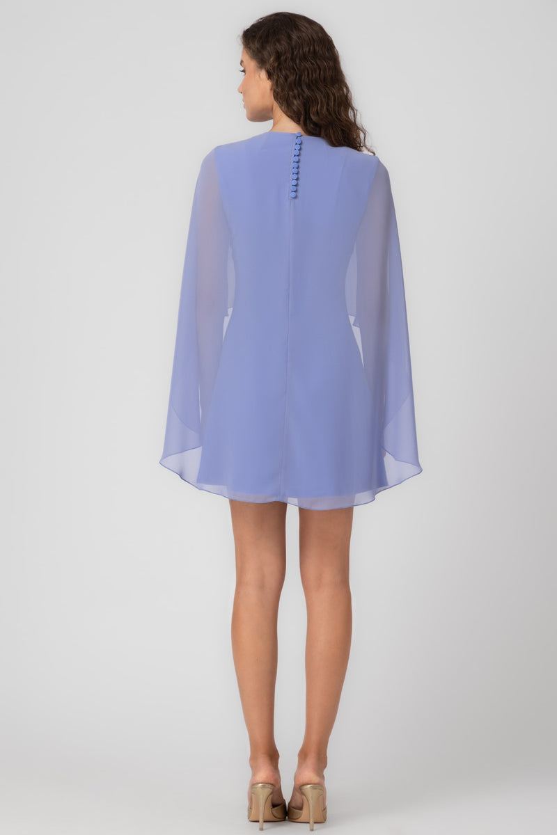 Rochie midi albastru deschis cu capa Veil