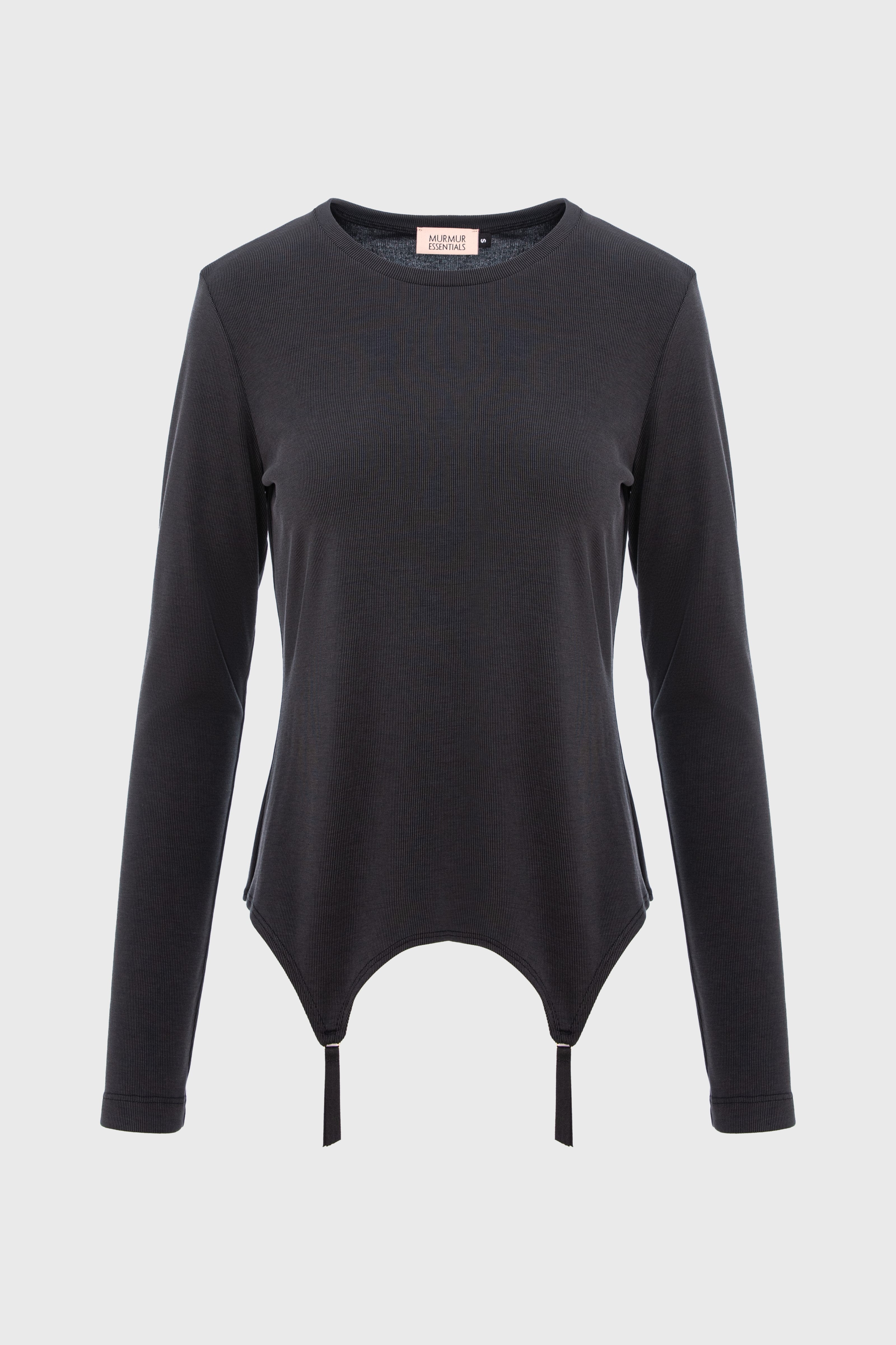 Bluza neagra cu suspendere Garter