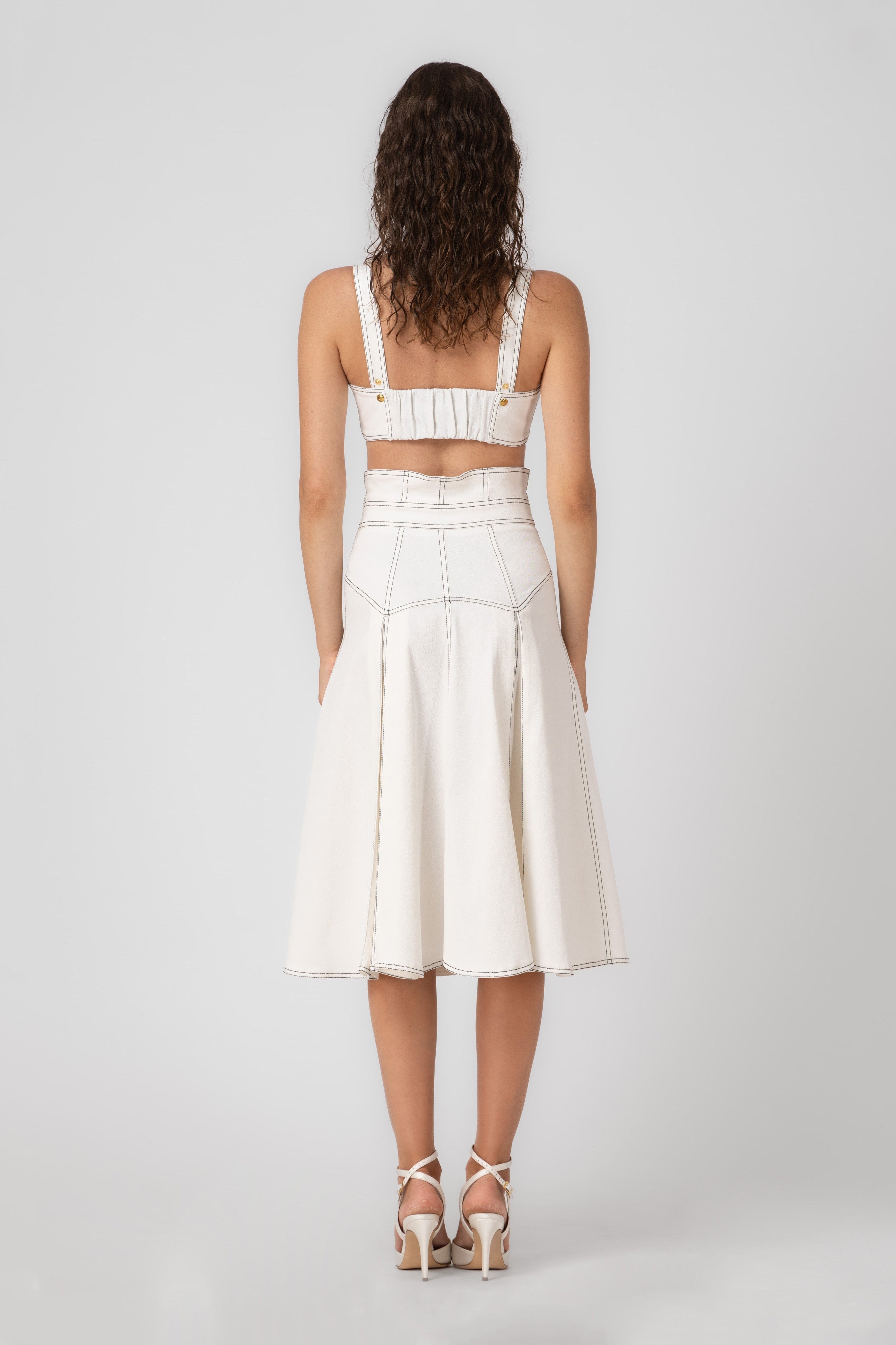 Fusta alba din denim bi-elastic Underline