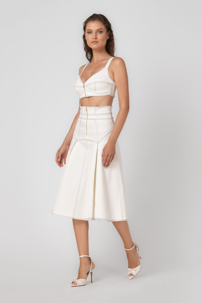 Bustiera alba din denim bi-elastic Underline