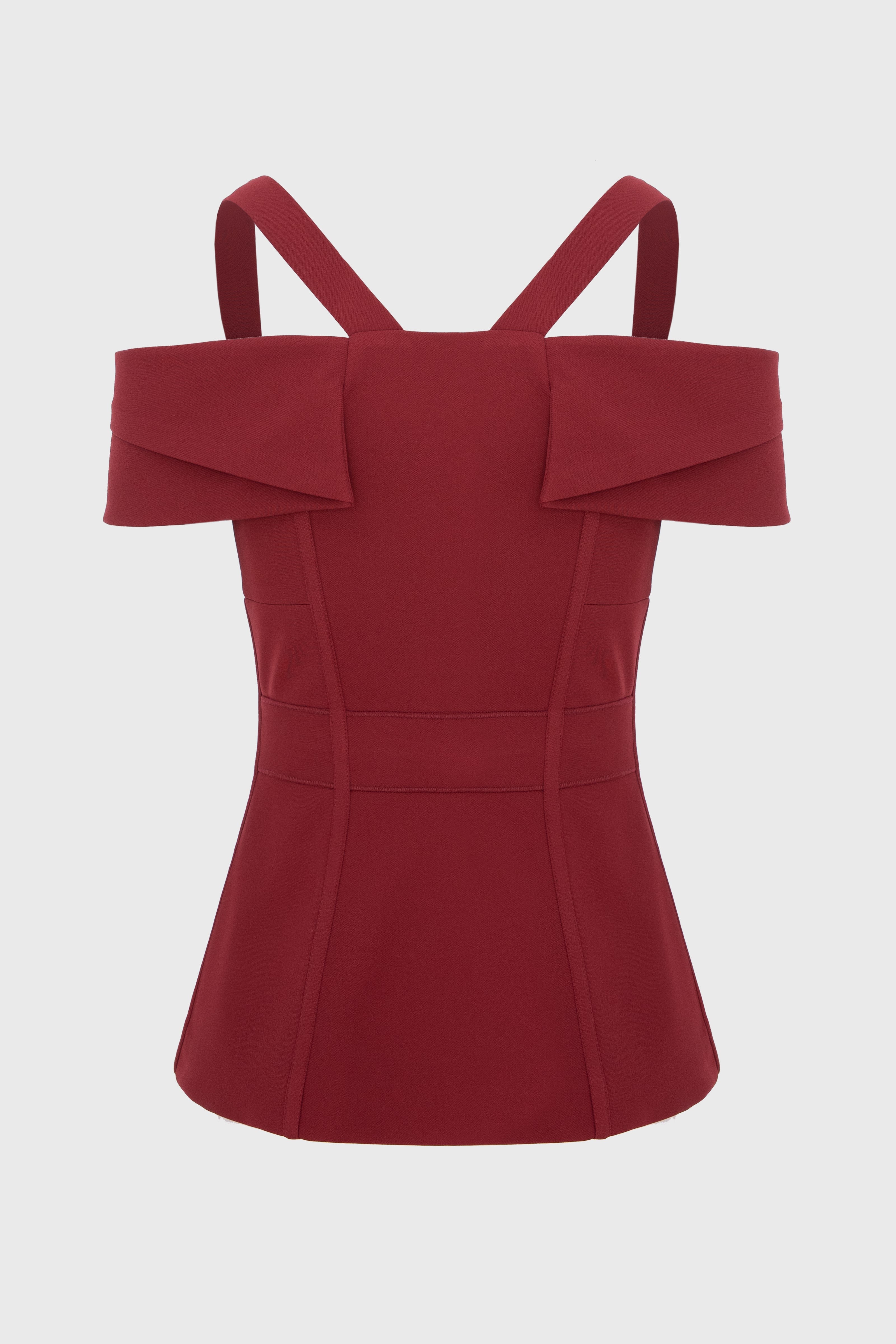 Corset rosu burgund cu maneci cazute Candy