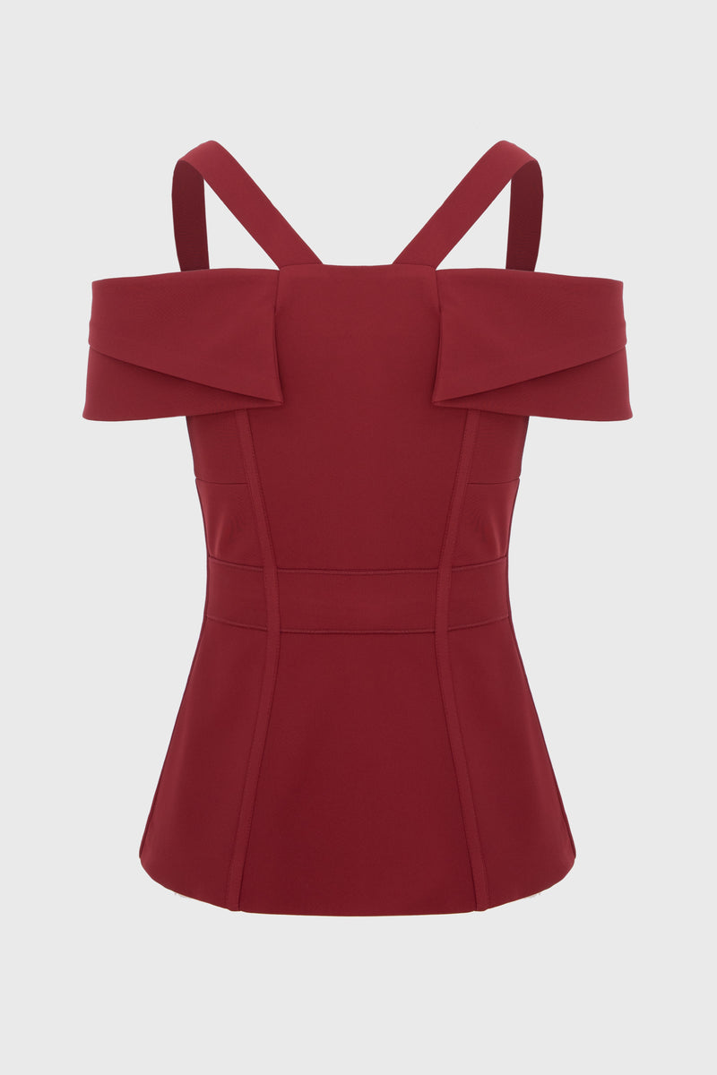 Corset rosu burgund cu maneci cazute Candy