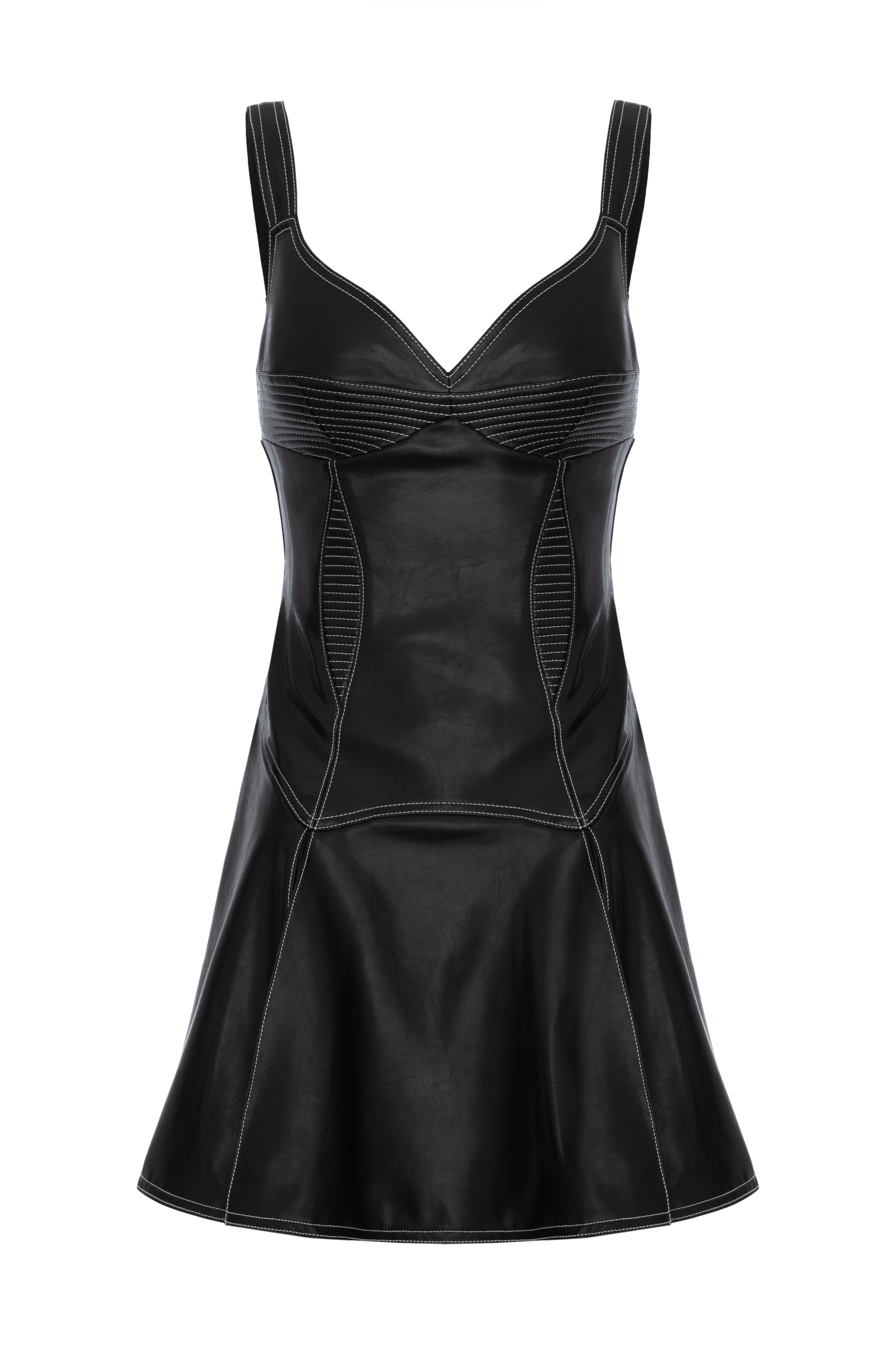 Rochie mini neagra din piele Haze