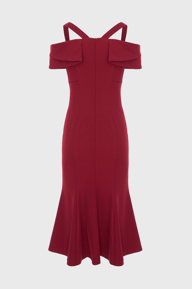 Rochie rosu burgund midi cu cupe retro Candy