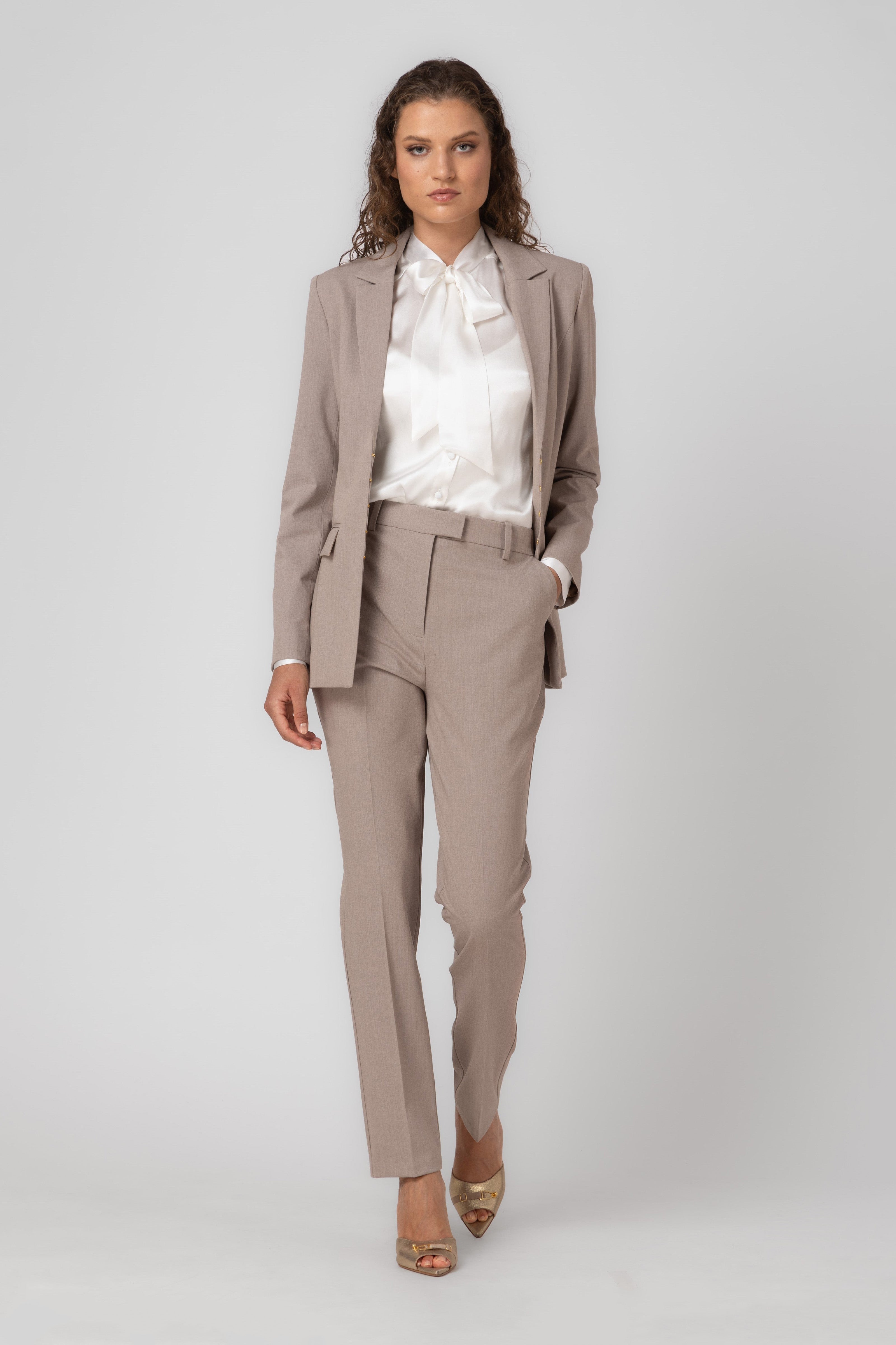 Pantaloni clasici bej cu buzunare Formal