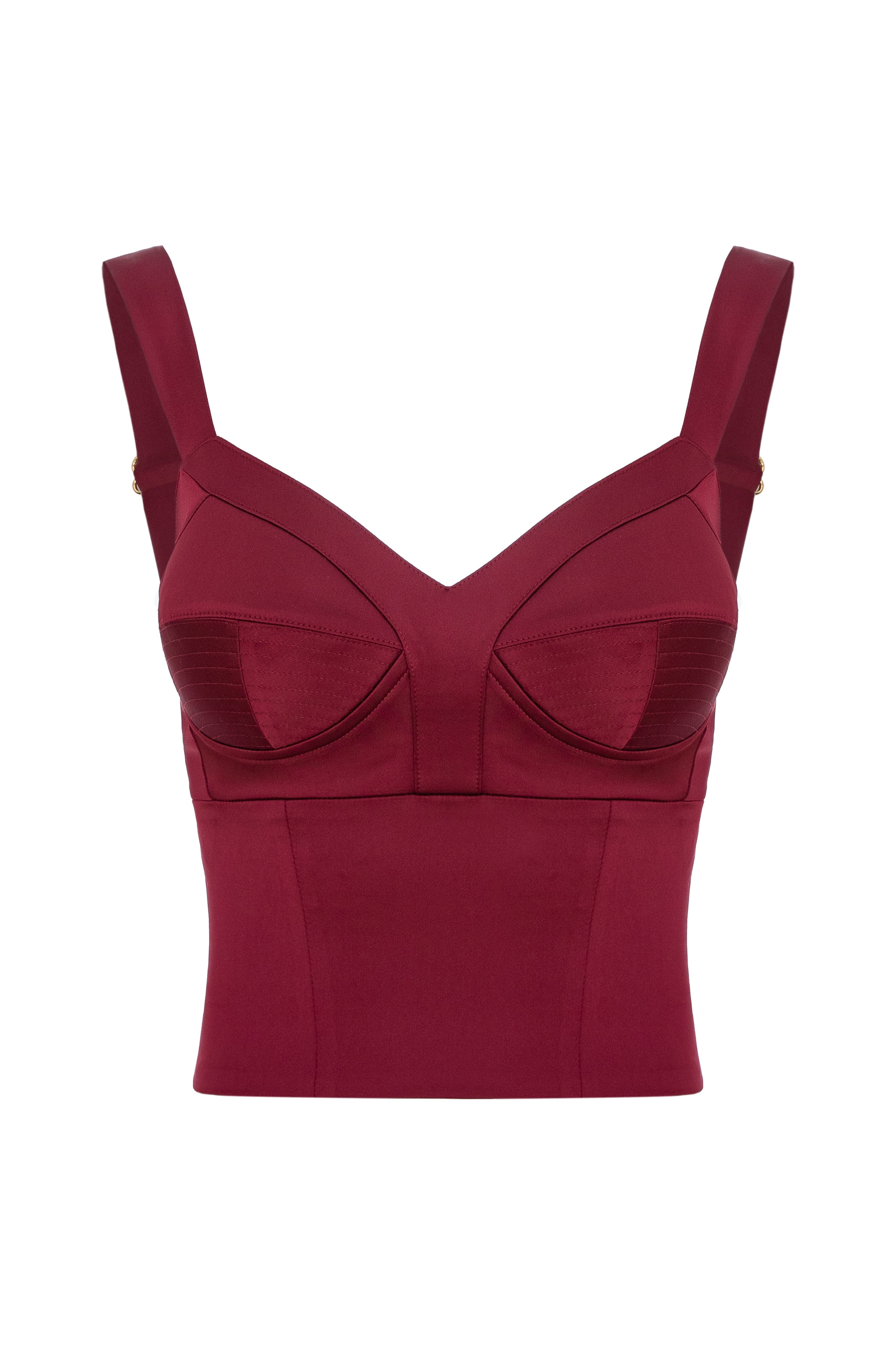 Corset rosu burgund din satin elastic Sculpt