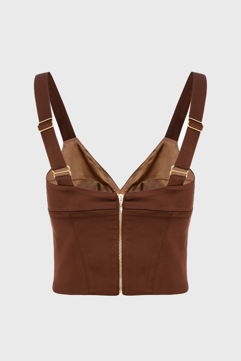 Corset maro din satin elastic Haze