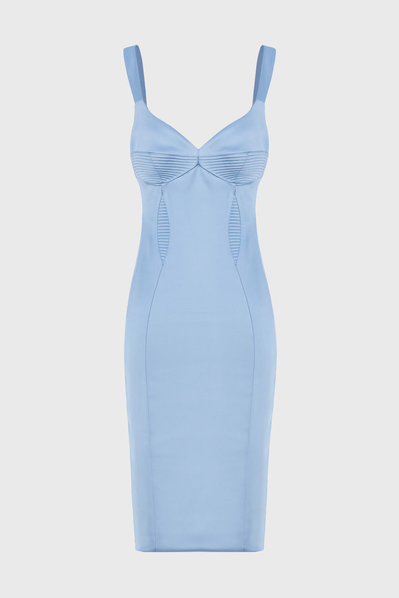 Rochie albastra din satin elastic Haze