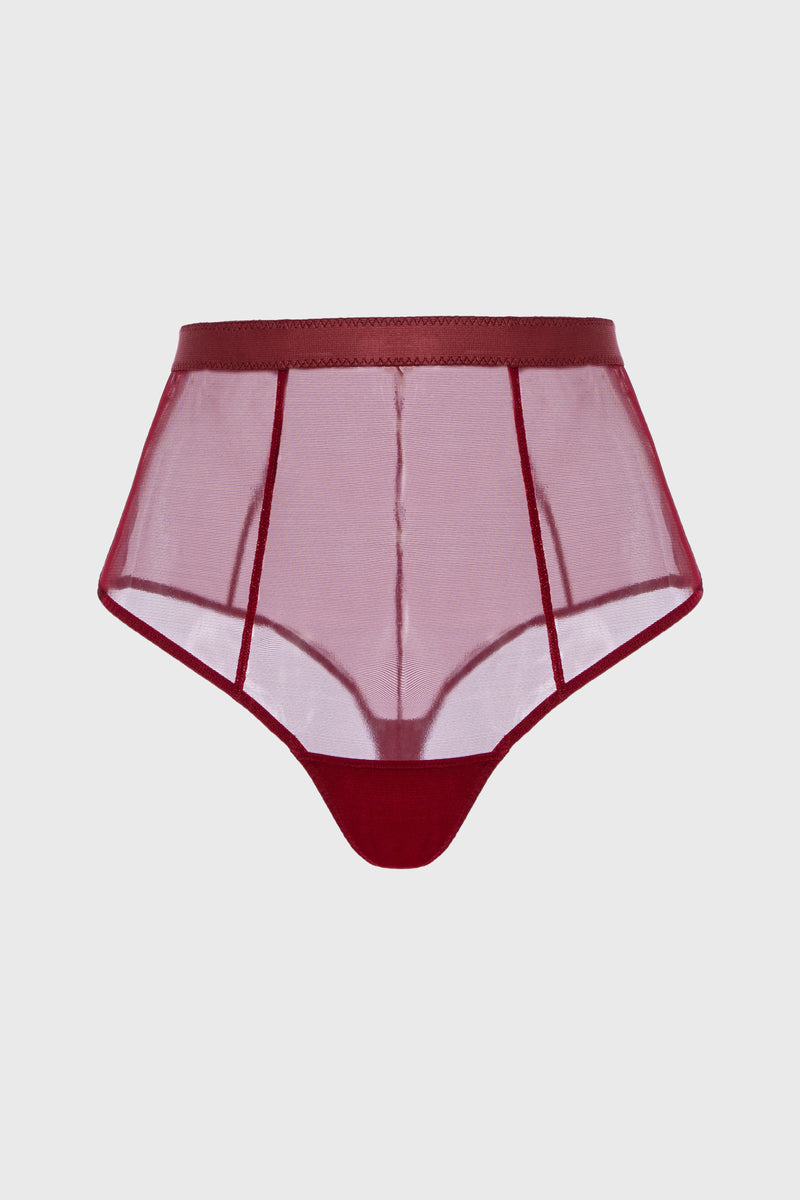 Chilot rosu inchis din tulle elastic transparent Sculpt