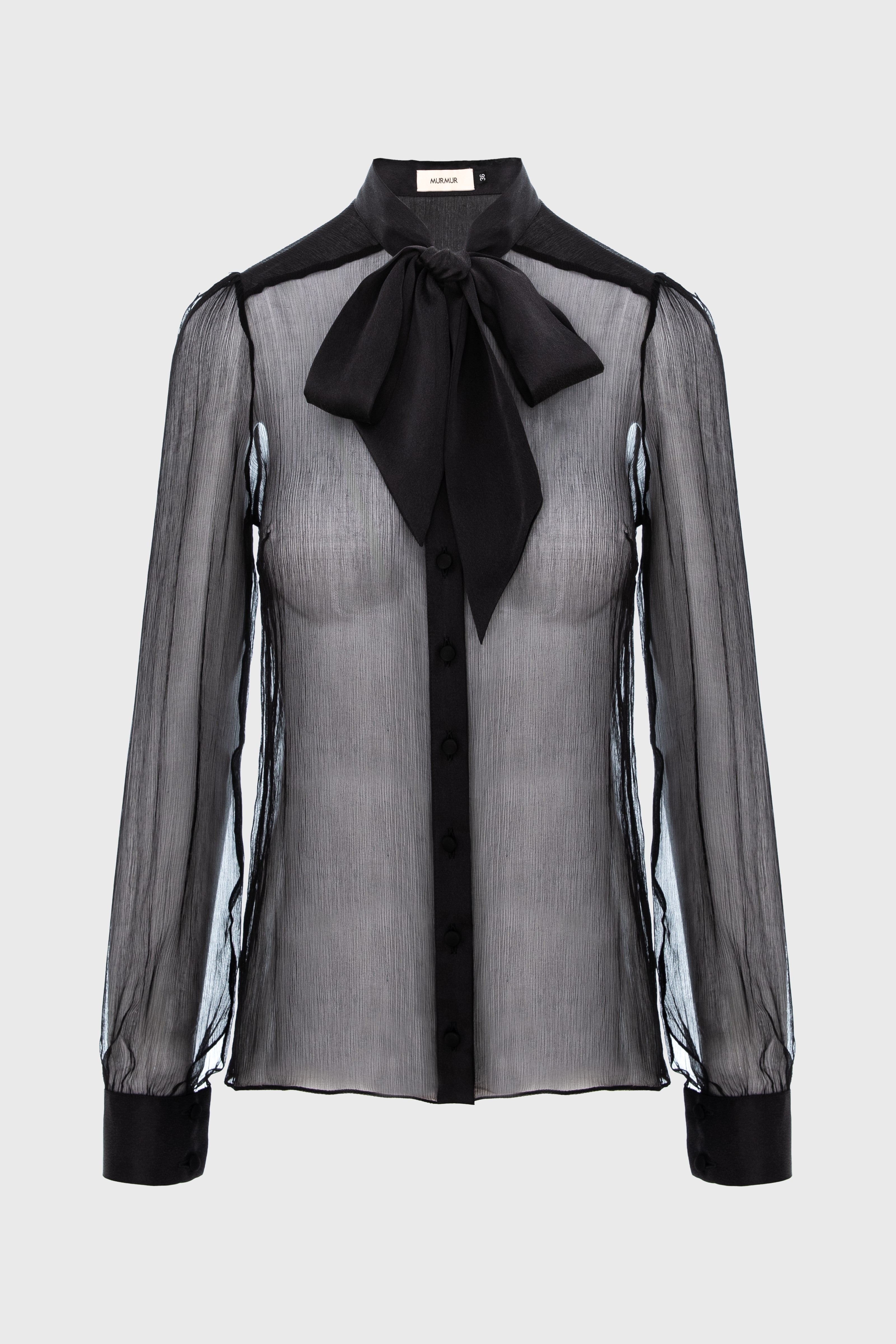 Camasa neagra din matase naturala Breeze