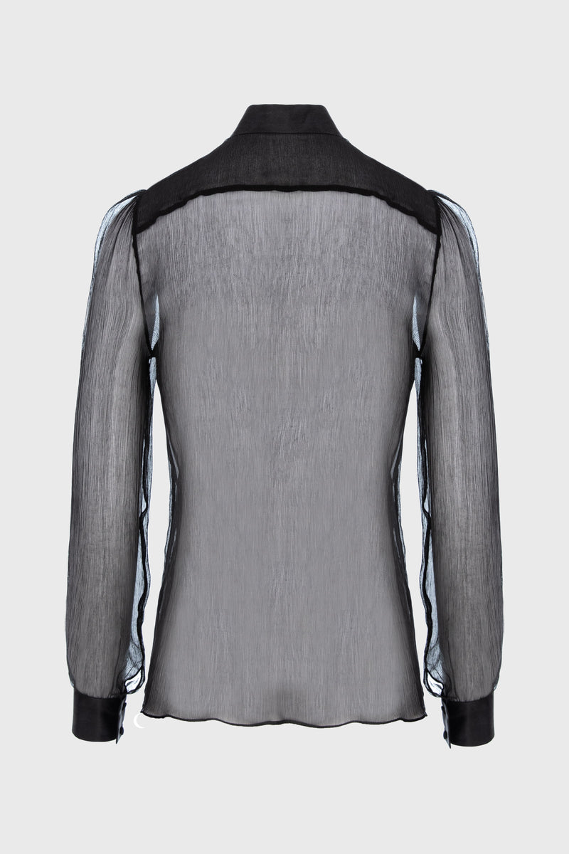 Camasa neagra din matase naturala Breeze