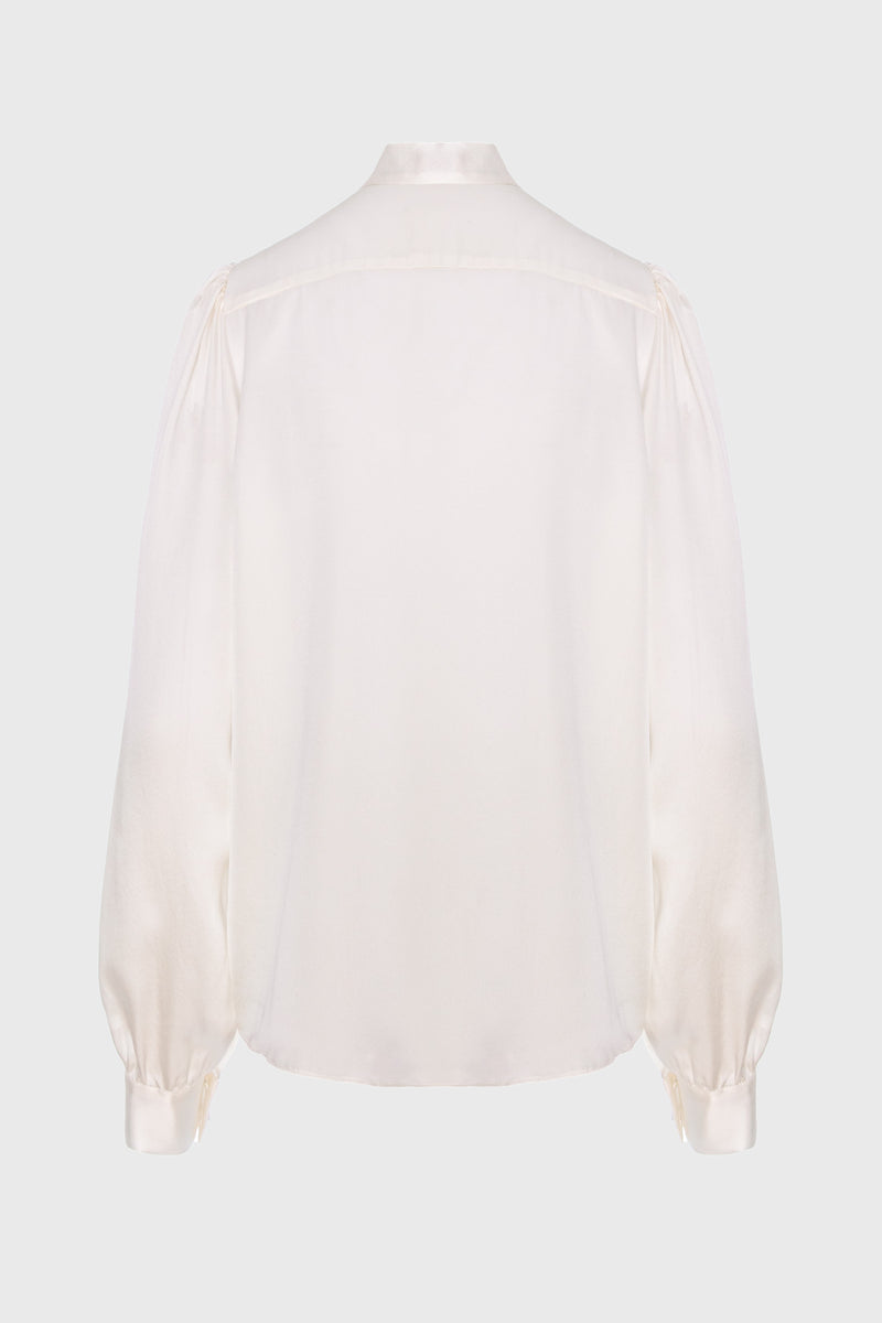 Camasa alba din matase naturala satinata Lavish
