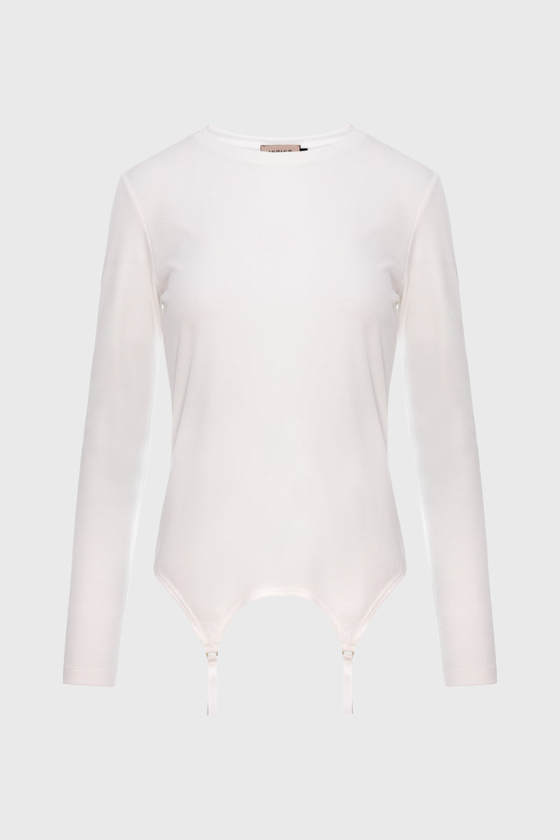 Bluza alba modal premium cu suspendere Garter