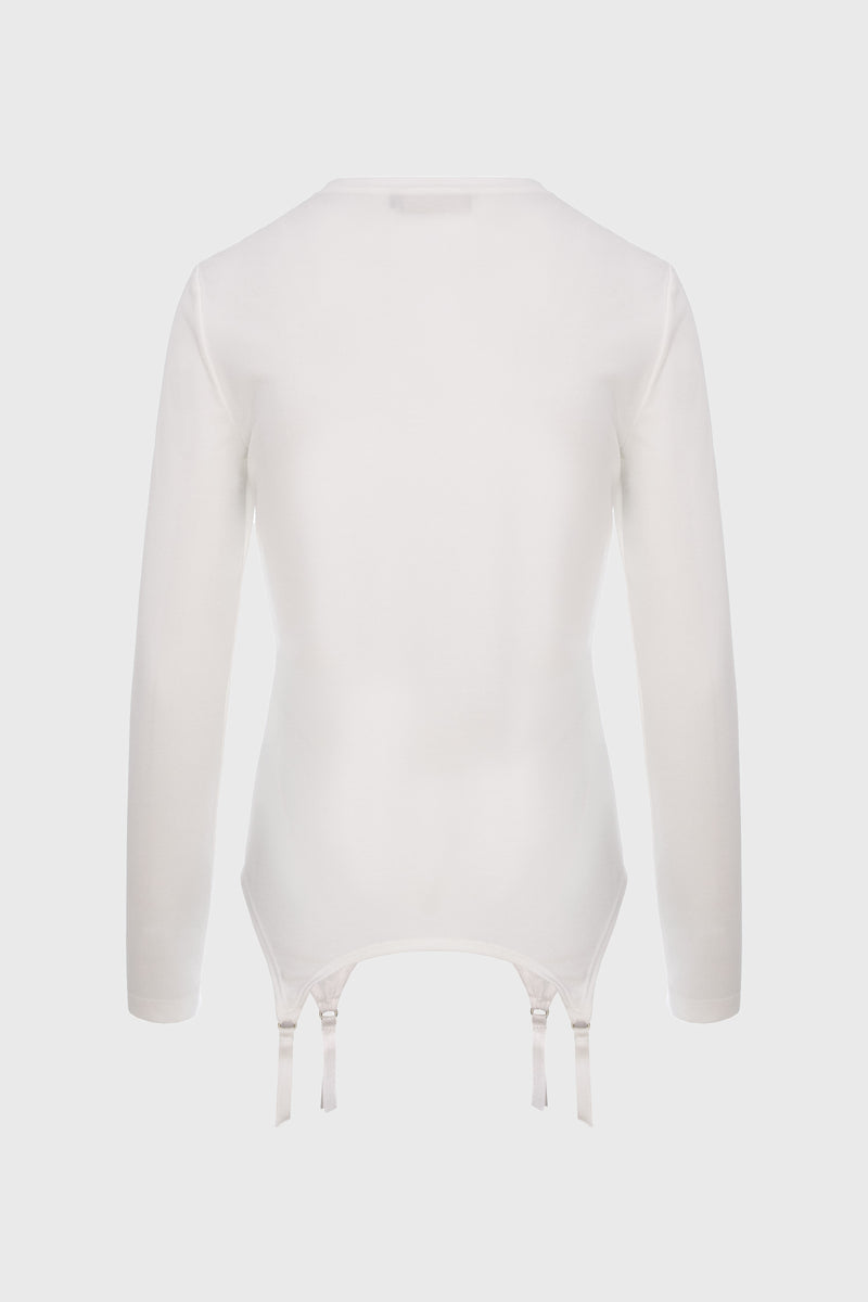 Bluza alba modal premium cu suspendere Garter