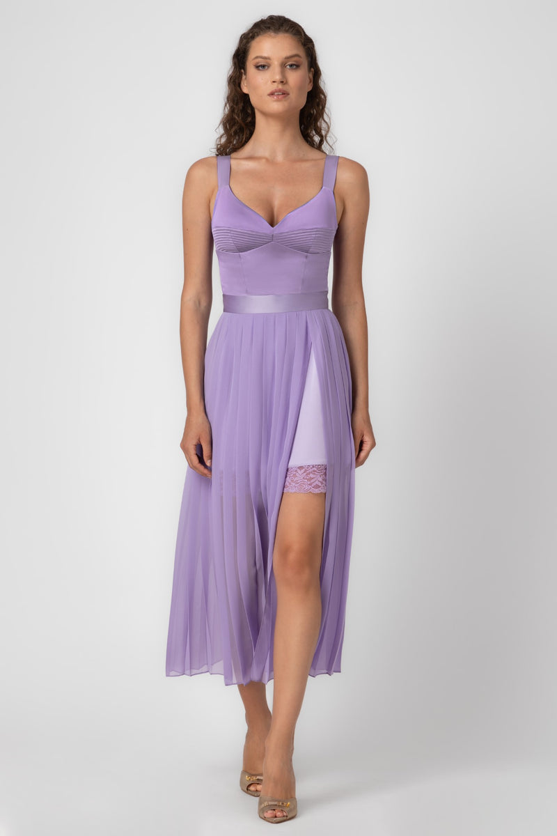 Bra top lavanda din satin elastic Haze