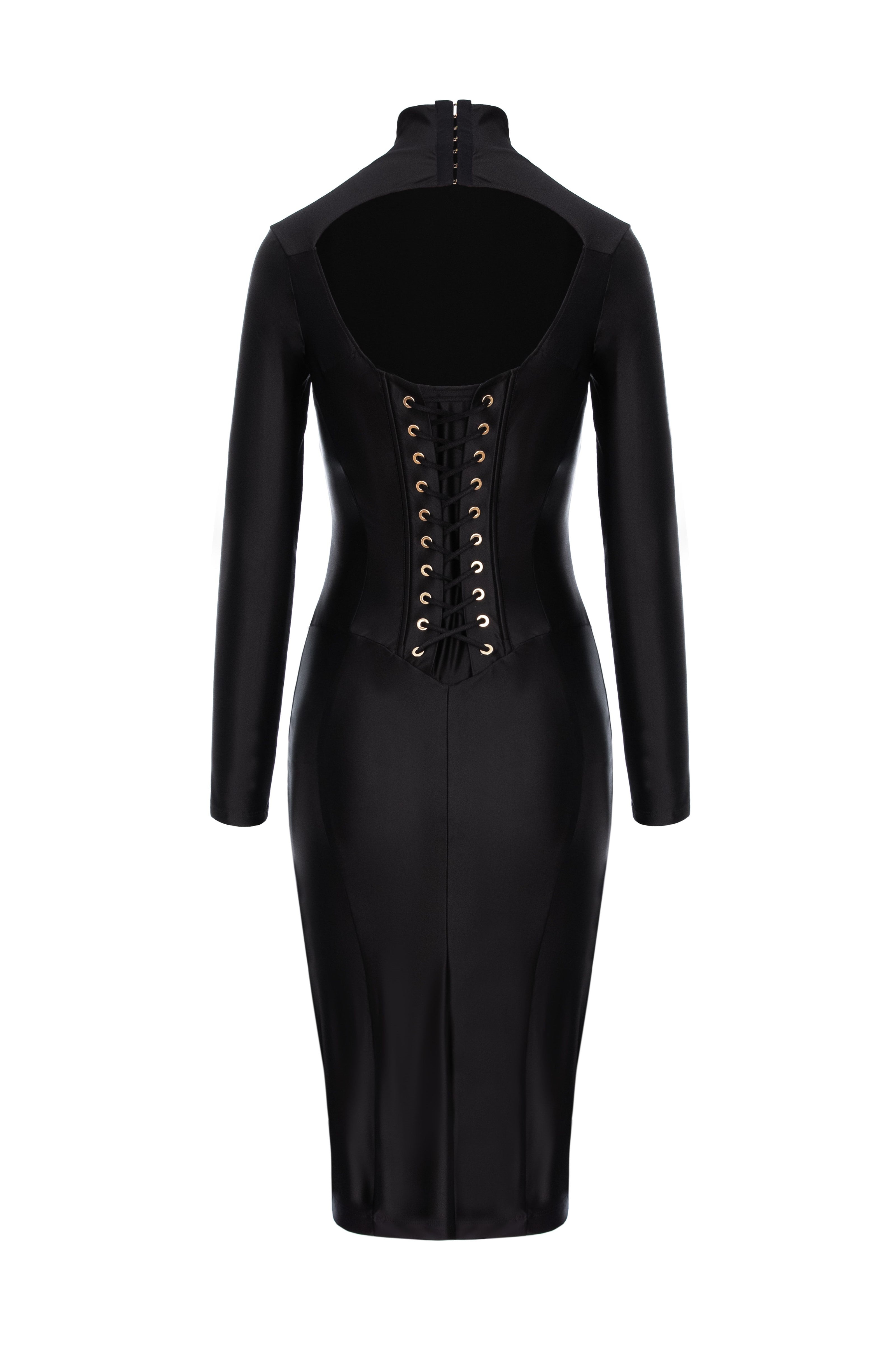 Rochie neagra cu inchidere tip corset Cast