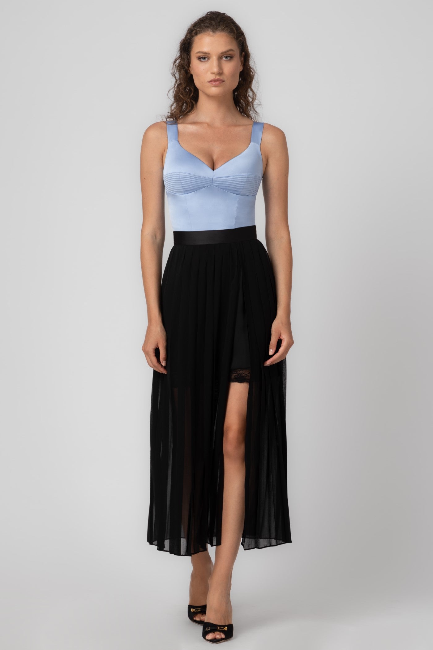 Corset albastru deschis din satin elastic Haze
