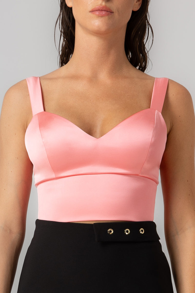 Bra top roz aprins din satin Candy