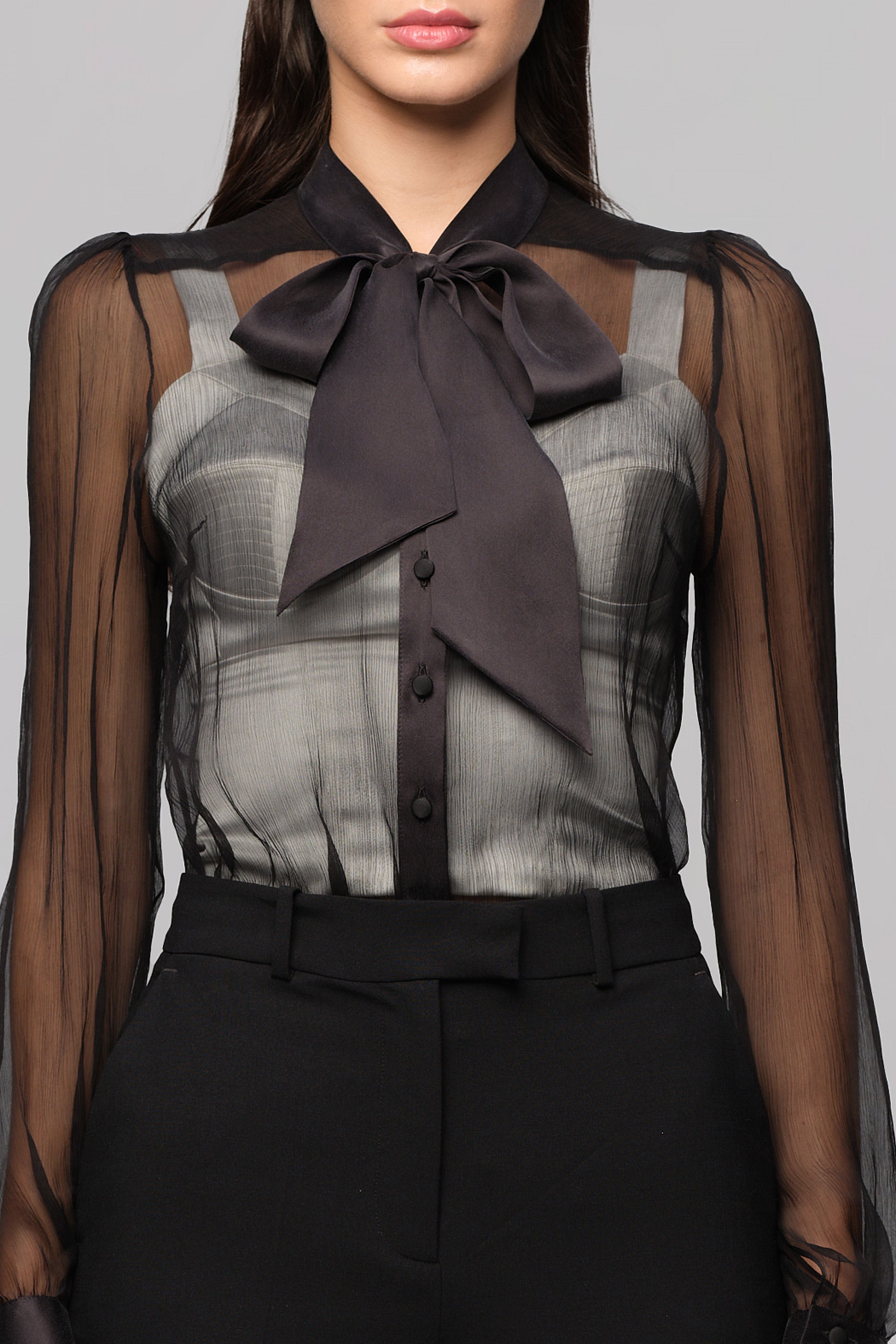 Camasa neagra din matase naturala Breeze