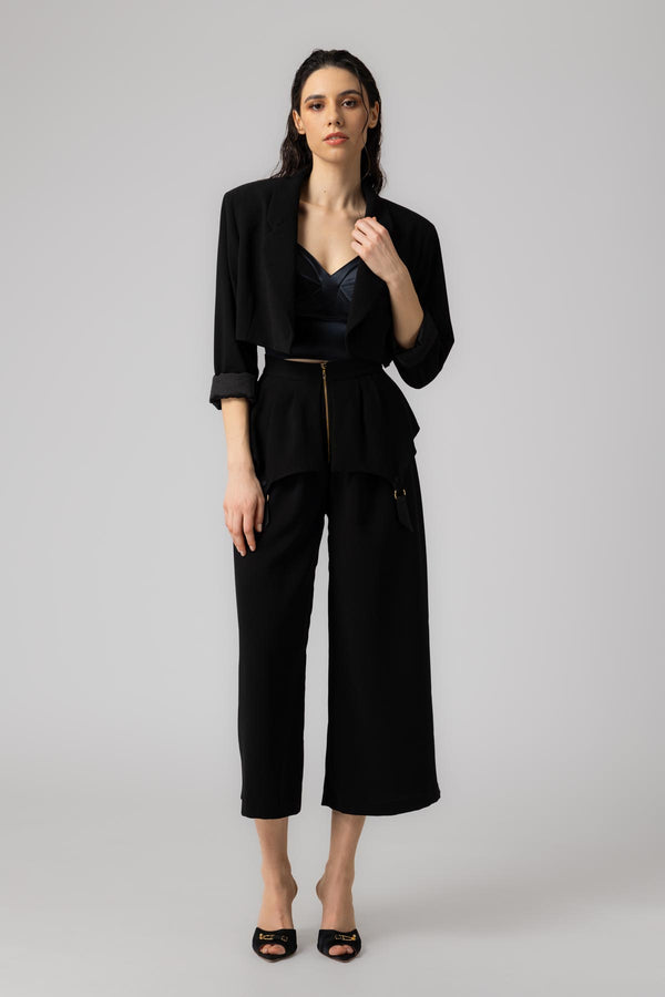 Blazer negru decupat oversized Formal