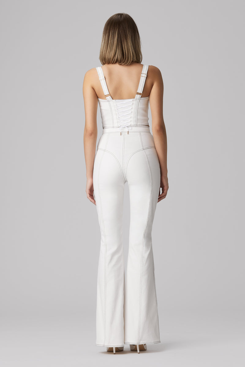 Bra top alb din denim bi-elastic Haze
